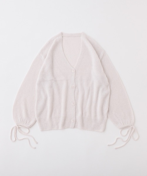 one after another NICE CLAUP(ワンアフターアナザーナイスクラップ)の「袖リボンVネックカーディガン(カーディガン/ボレロ・レディース・ブルー/ピンク/ライトグレー/ホワイト・FREE)」の6枚目の写真