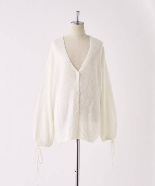 袖リボンVネックカーディガン（カーディガン/ボレロ）｜one after