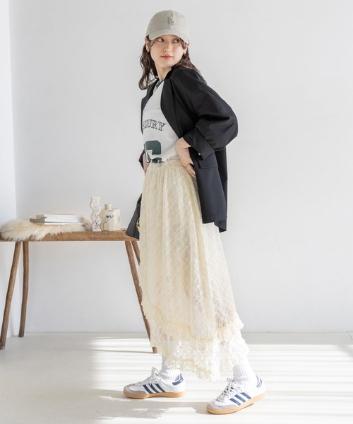 RAGEBLUE（レイジブルー）の「2WAY/レイヤードアシメデザインレーススカート（スカート・レディース・ホワイト/ブラック・FREE）」の15枚目の写真