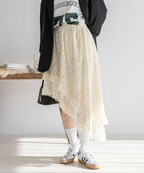 RAGEBLUE（レイジブルー）の「2WAY/レイヤードアシメデザインレーススカート（スカート・レディース・ホワイト/ブラック・FREE）」の16枚目の写真