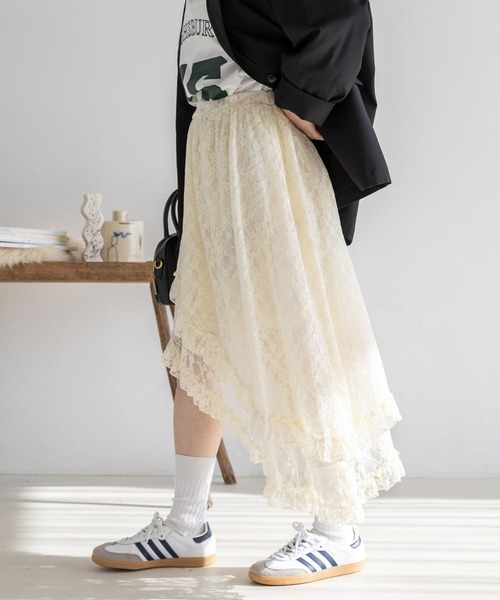 RAGEBLUE（レイジブルー）の「2WAY/レイヤードアシメデザインレーススカート（スカート・レディース・ホワイト/ブラック・FREE）」の17枚目の写真