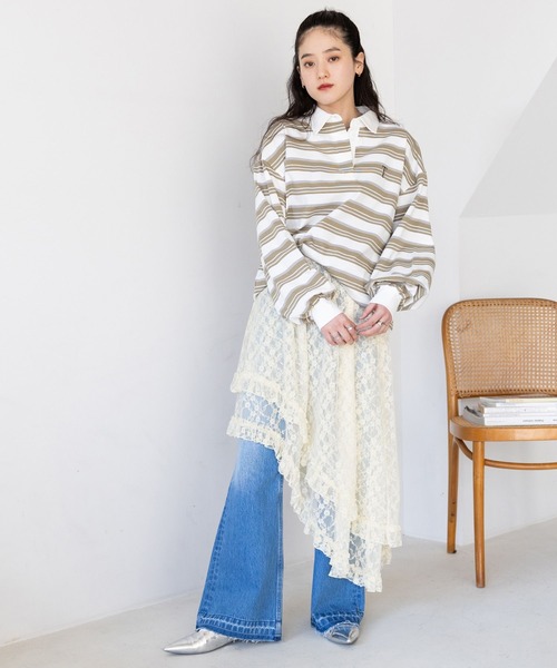 RAGEBLUE（レイジブルー）の「2WAY/レイヤードアシメデザインレーススカート（スカート・レディース・ホワイト/ブラック・FREE）」の3枚目の写真