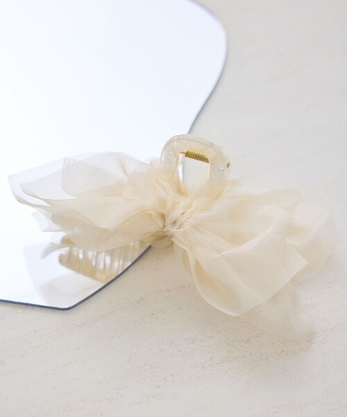 ROPE' PICNIC（ロペピクニック）の「シフォンリボンバンスクリップ（バレッタ/ヘアクリップ・レディース・ブラック/ライトグレー/キナリ・FREE）」の2枚目の写真