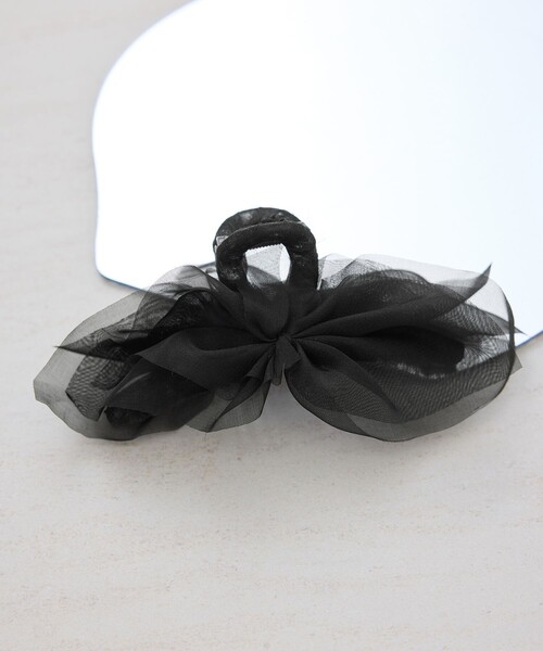 ROPE' PICNIC（ロペピクニック）の「シフォンリボンバンスクリップ（バレッタ/ヘアクリップ・レディース・ブラック/ライトグレー/キナリ・FREE）」の3枚目の写真