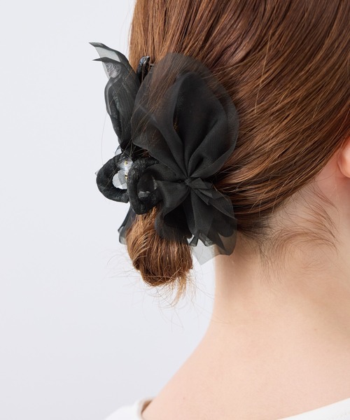ROPE' PICNIC（ロペピクニック）の「シフォンリボンバンスクリップ（バレッタ/ヘアクリップ・レディース・ブラック/ライトグレー/キナリ・FREE）」の10枚目の写真