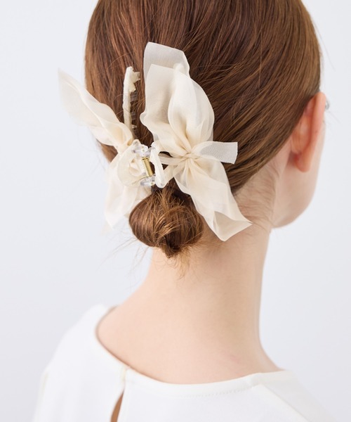 ROPE' PICNIC（ロペピクニック）の「シフォンリボンバンスクリップ（バレッタ/ヘアクリップ・レディース・ブラック/ライトグレー/キナリ・FREE）」の12枚目の写真