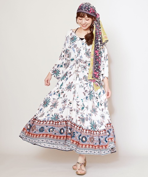 チャイハネ（チャイハネ）の「【チャイハネ】リイーナワンピース（ワンピース・レディース・ホワイト/ブルー/ブラック・FREE）」の2枚目の写真