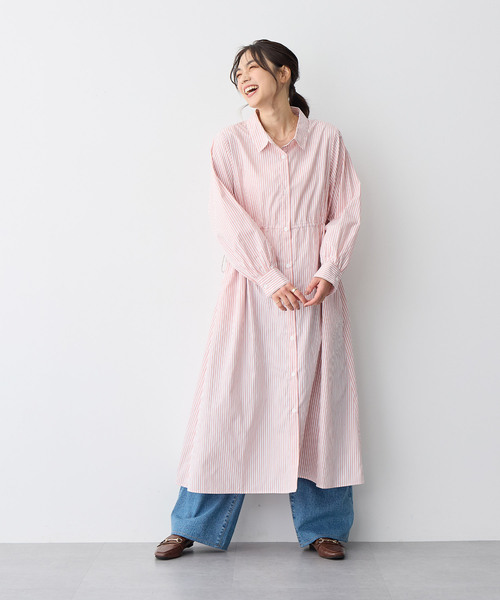 anyfee(エニフィー)の「【anyfee/プラスサイズ】ストライプ柄ドロストシャツワンピース(シャツワンピース・レディース・ピンク/ネイビー・5L/4L/3L/LL)」の22枚目の写真