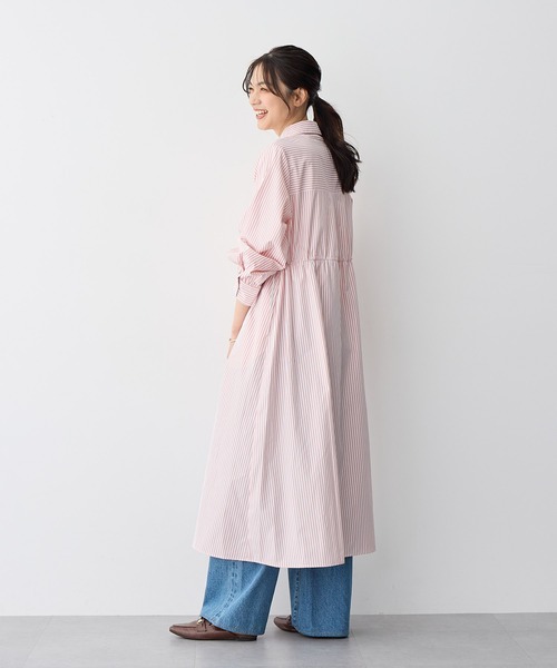 anyfee(エニフィー)の「【anyfee/プラスサイズ】ストライプ柄ドロストシャツワンピース(シャツワンピース・レディース・ピンク/ネイビー・5L/4L/3L/LL)」の5枚目の写真