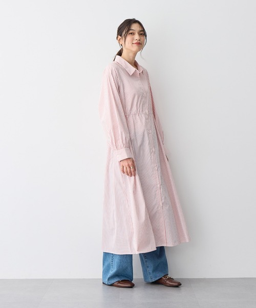 anyfee(エニフィー)の「【anyfee/プラスサイズ】ストライプ柄ドロストシャツワンピース(シャツワンピース・レディース・ピンク/ネイビー・5L/4L/3L/LL)」の10枚目の写真