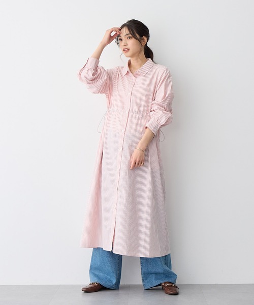 anyfee(エニフィー)の「【anyfee/プラスサイズ】ストライプ柄ドロストシャツワンピース(シャツワンピース・レディース・ピンク/ネイビー・5L/4L/3L/LL)」の13枚目の写真