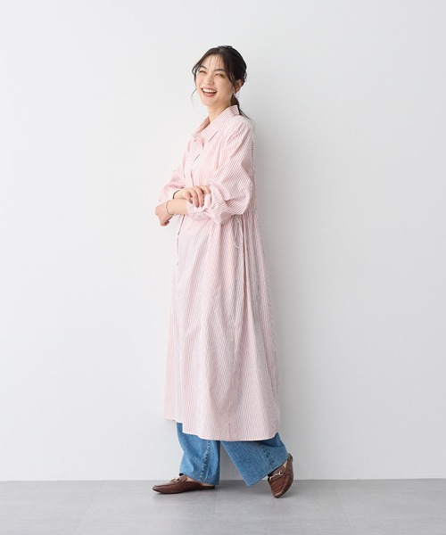 anyfee(エニフィー)の「【anyfee/プラスサイズ】ストライプ柄ドロストシャツワンピース(シャツワンピース・レディース・ピンク/ネイビー・5L/4L/3L/LL)」の15枚目の写真
