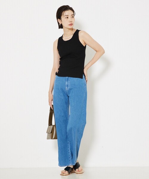 qualite（カリテ）の「クルーネックノースリーブニット/ノースリーブトップス（タンクトップ・レディース・ブラック/オフホワイト・フリー）」の17枚目の写真