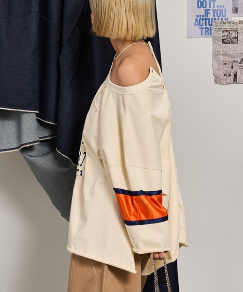 etsinta（エシンタ）の「【etsinta/エシンタ】リメイク切替カレッジオーバTEE（Tシャツ/カットソー・レディース・ネイビー/オフホワイト・ONE SIZE）」の15枚目の写真