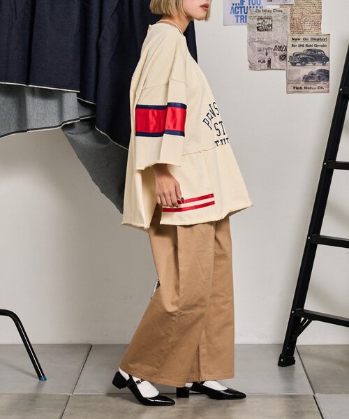 etsinta（エシンタ）の「【etsinta/エシンタ】リメイク切替カレッジオーバTEE（Tシャツ/カットソー・レディース・ネイビー/オフホワイト・ONE SIZE）」の20枚目の写真