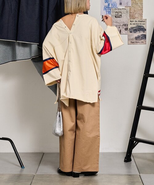 etsinta（エシンタ）の「【etsinta/エシンタ】リメイク切替カレッジオーバTEE（Tシャツ/カットソー・レディース・ネイビー/オフホワイト・ONE SIZE）」の22枚目の写真