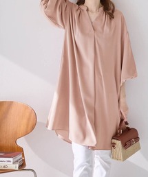 alotta（アロッタ）の「【上品ブロード素材】パフ袖とろみブラウスチュニックワンピ（チュニック）」