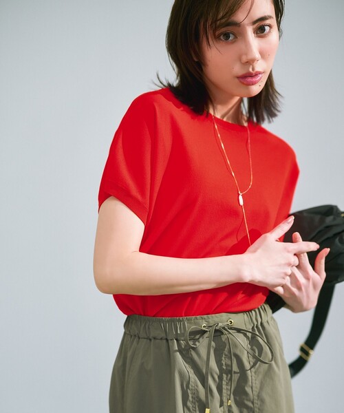 23区 L(ニジュウサンクオオキイサイズ)の「【新色追加/洗える】レーヨンポリエステルストレッチ プルオーバー ニット(ニット/セーター・レディース・ネイビー系/ベージュ系1/ホワイト系/ブラック系/イエロー系/ダークグリーン系1/ベージュ系/ダークグリーン系/オレンジ系/ダークブラウン系/ベージュ系2/ピーコックグリーン系/ローズ系・44/46)」の13枚目の写真