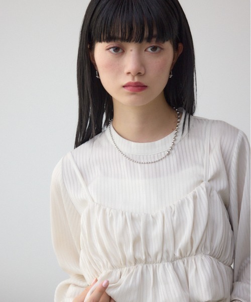 AZUL by moussy(アズールバイマウジー)の「バルーンビスチェレイヤードセットブラウス(シャツ/ブラウス・レディース・アイボリー/ブラック/ライム・FREE)」の2枚目の写真