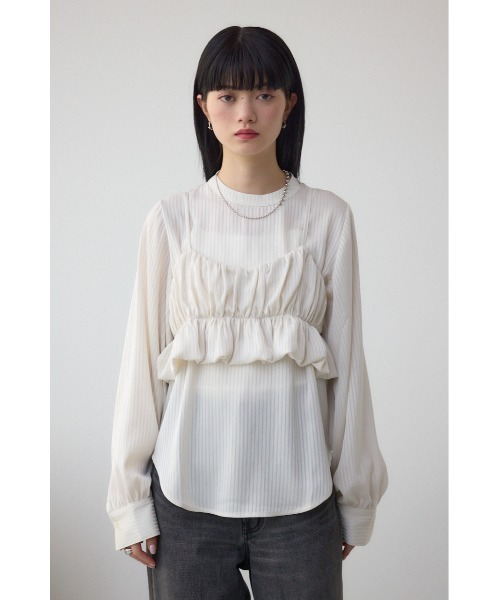 AZUL by moussy(アズールバイマウジー)の「バルーンビスチェレイヤードセットブラウス(シャツ/ブラウス・レディース・アイボリー/ブラック/ライム・FREE)」の7枚目の写真