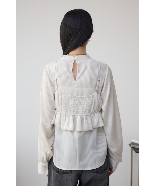 AZUL by moussy(アズールバイマウジー)の「バルーンビスチェレイヤードセットブラウス(シャツ/ブラウス・レディース・アイボリー/ブラック/ライム・FREE)」の9枚目の写真