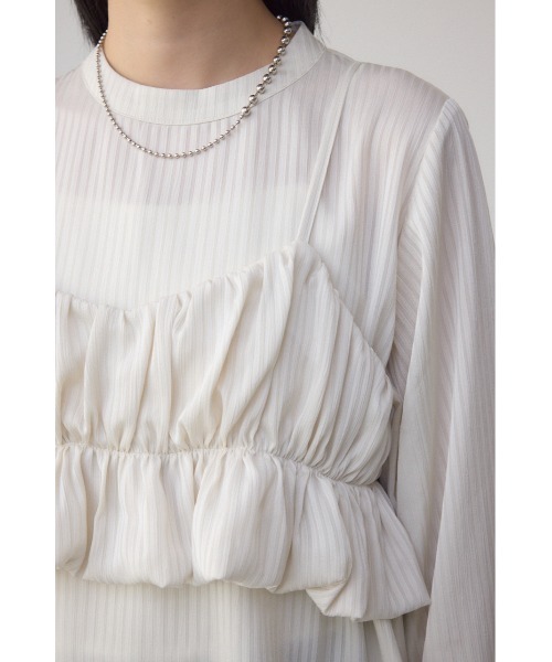 AZUL by moussy(アズールバイマウジー)の「バルーンビスチェレイヤードセットブラウス(シャツ/ブラウス・レディース・アイボリー/ブラック/ライム・FREE)」の11枚目の写真