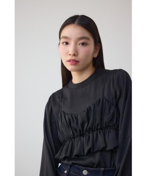 AZUL by moussy(アズールバイマウジー)の「バルーンビスチェレイヤードセットブラウス(シャツ/ブラウス・レディース・アイボリー/ブラック/ライム・FREE)」の18枚目の写真