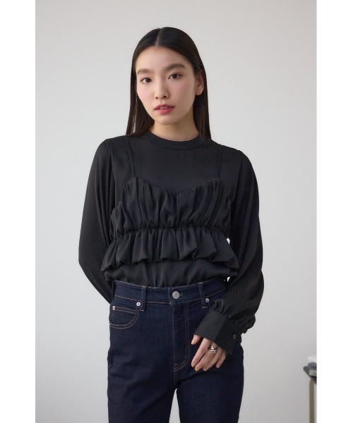 AZUL by moussy(アズールバイマウジー)の「バルーンビスチェレイヤードセットブラウス(シャツ/ブラウス・レディース・アイボリー/ブラック/ライム・FREE)」の19枚目の写真