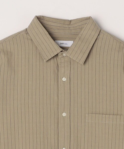 SHIPS any（シップス エニィ）の「SHIPS any:〈洗濯機可能〉コットン/リネン ストライプ ７分袖 レギュラー シャツ◇（シャツ/ブラウス・メンズ・オリーブ/ベージュ/ホワイト/ネイビー・X-LARGE/LARGE/MEDIUM/SMALL）」の14枚目の写真