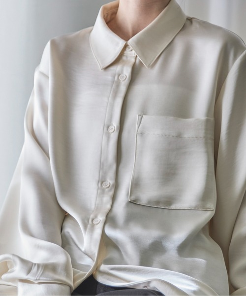 feepur（フェピュール）の「サテンオーバーシャツ（シャツ/ブラウス・レディース・アイボリー/ブラック・MEDIUM）」の19枚目の写真