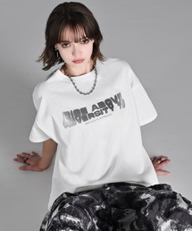 ADRER(Ah[)heavy weight graphic / line stone T shirt(TVc/Jbg\[)
