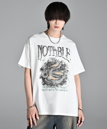 ADRER(Ah[)heavy weight graphic / line stone T shirt(TVc/Jbg\[)
