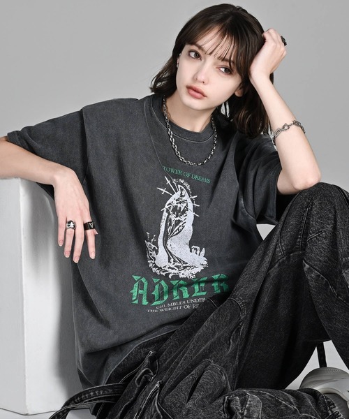 heavy weight graphic / line stone T shirt（Tシャツ