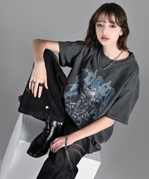 ADRER(Ah[)heavy weight graphic / line stone T shirt / wr[EFCgOtBbN^CXg[TVc(TVc/Jbg\[)