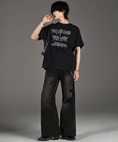 heavy weight graphic / line stone T shirt / ヘビーウェイト