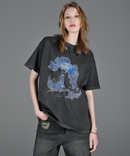 heavy weight graphic / line stone T shirt（Tシャツ