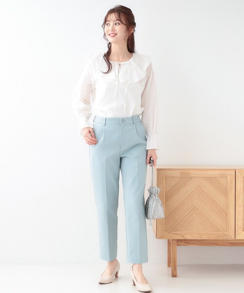 DRESKIP（ドレスキップ）の「【洗える/S-LL】甘すぎない大人のフリルブラウス（シャツ/ブラウス・レディース・イエロー系その他/ライトブルー/オフホワイト・01/02/03/04）」の10枚目の写真