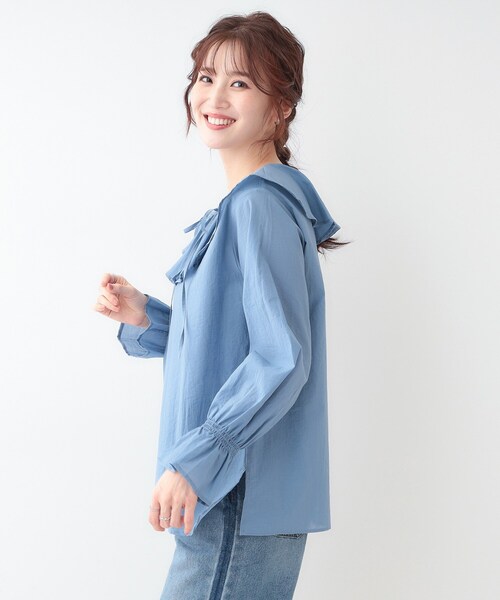 DRESKIP（ドレスキップ）の「【洗える/S-LL】甘すぎない大人のフリルブラウス（シャツ/ブラウス・レディース・イエロー系その他/ライトブルー/オフホワイト・01/02/03/04）」の13枚目の写真