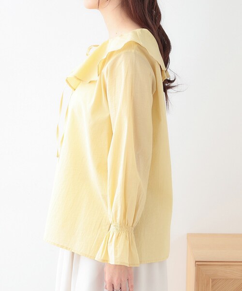 DRESKIP（ドレスキップ）の「【洗える/S-LL】甘すぎない大人のフリルブラウス（シャツ/ブラウス・レディース・イエロー系その他/ライトブルー/オフホワイト・01/02/03/04）」の17枚目の写真