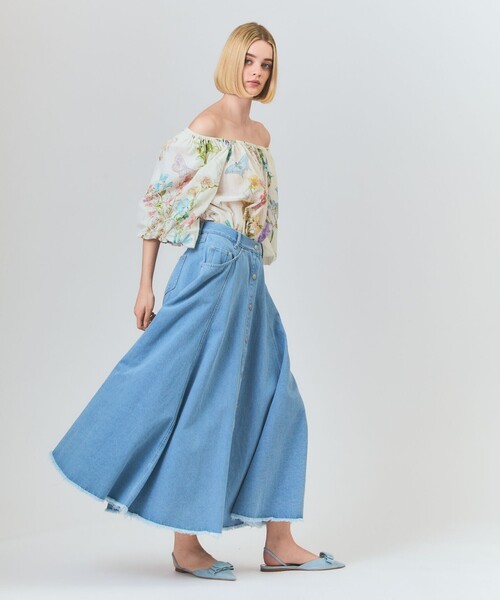 【Altuzarra】 Graceパネルデニムミディスカート MidiUmi ミディウミ デニムフレアースカート レディース 2-769864