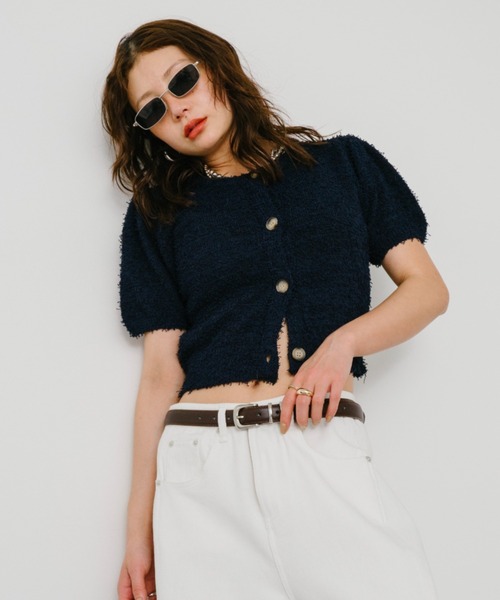 HANNE（アン）の「パフスリーブニットカーディガン（カーディガン/ボレロ・レディース・ベージュ/ネイビー/レッド・FREE）」の19枚目の写真