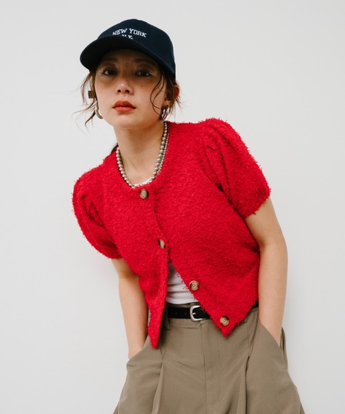 HANNE（アン）の「パフスリーブニットカーディガン（カーディガン/ボレロ・レディース・ベージュ/ネイビー/レッド・FREE）」の21枚目の写真