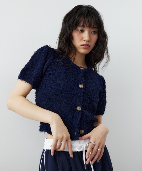 パフスリーブニットカーディガン（カーディガン/ボレロ）｜HANNE（アン