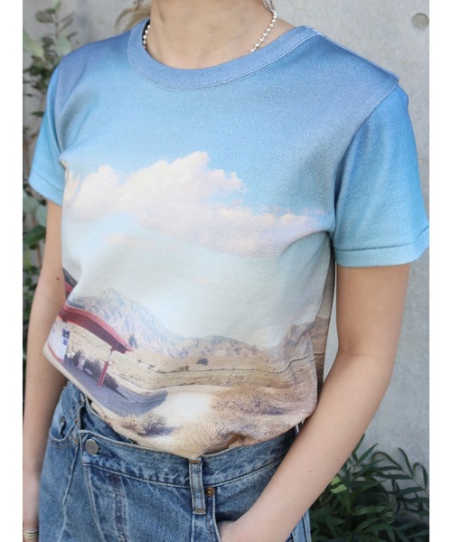 Ungrid（アングリッド）の「総柄フォトプリントTee（Tシャツ/カットソー・レディース・オレンジ/ブルー・FREE）」の4枚目の写真