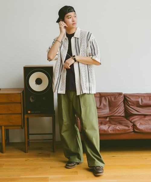 RAGEBLUE(レイジブルー)の「ルーズメッシュ柄シャツ(シャツ/ブラウス・メンズ・ブルー/ブラック/ホワイト/レッド・MEDIUM/LARGE)」の6枚目の写真