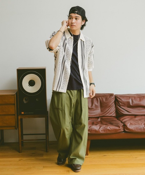 RAGEBLUE(レイジブルー)の「ルーズメッシュ柄シャツ(シャツ/ブラウス・メンズ・ブルー/ブラック/ホワイト/レッド・MEDIUM/LARGE)」の7枚目の写真
