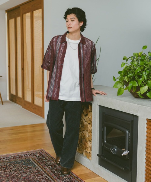 RAGEBLUE(レイジブルー)の「ルーズメッシュ柄シャツ(シャツ/ブラウス・メンズ・ブルー/ブラック/ホワイト/レッド・MEDIUM/LARGE)」の12枚目の写真