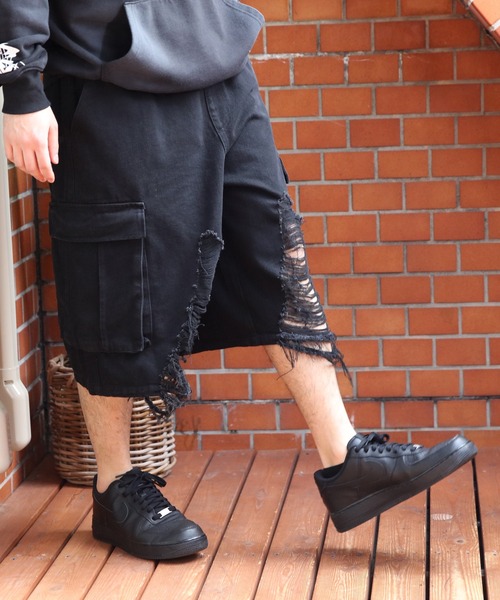 ８(eight)（エイト）の「クラッシュカーゴショーツ（カーゴパンツ・メンズ・グレー/ブラック・MEDIUM/LARGE）」の3枚目の写真