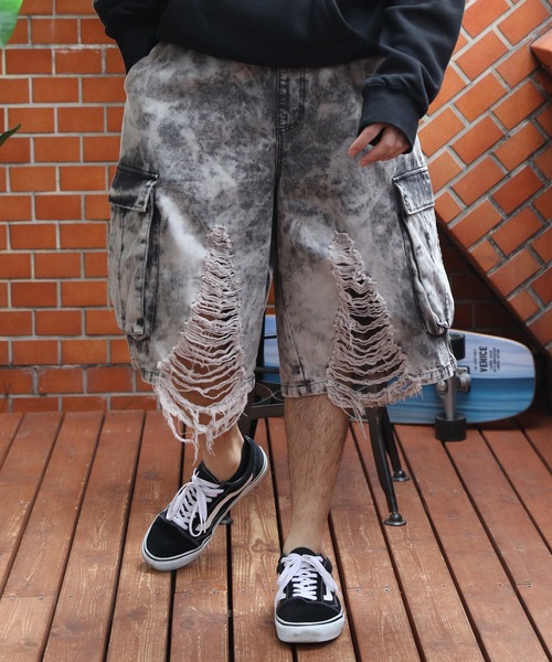 ８(eight)（エイト）の「クラッシュカーゴショーツ（カーゴパンツ・メンズ・グレー/ブラック・MEDIUM/LARGE）」の12枚目の写真