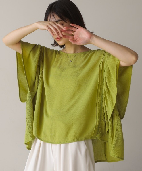 Bou Jeloud（ブージュルード）の「レーヨンクレープフレアスリーブブラウス（シャツ/ブラウス・レディース・ブラック/オフホワイト/イエロー・38）」の3枚目の写真